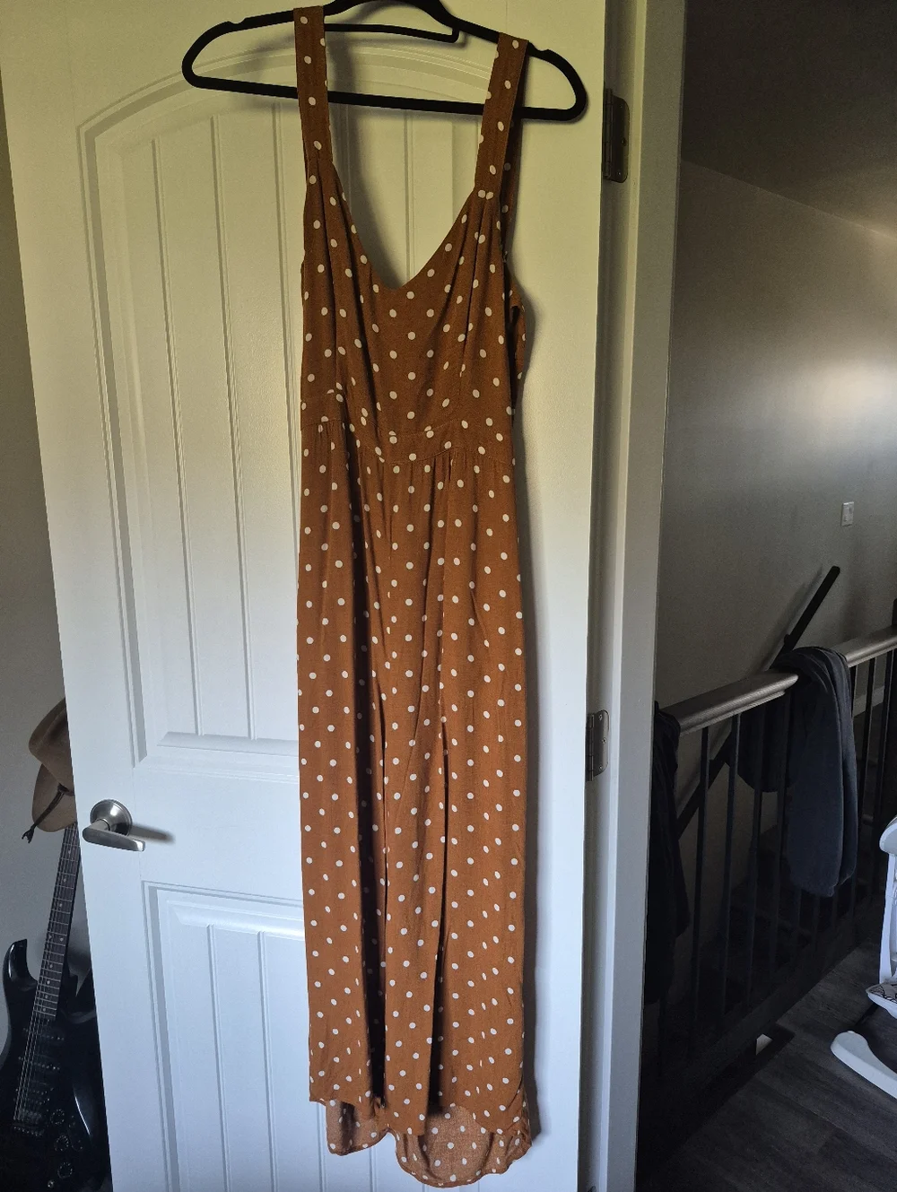 Burnt Orange Polka Dot Jumpsuit - Picture 3 of 8